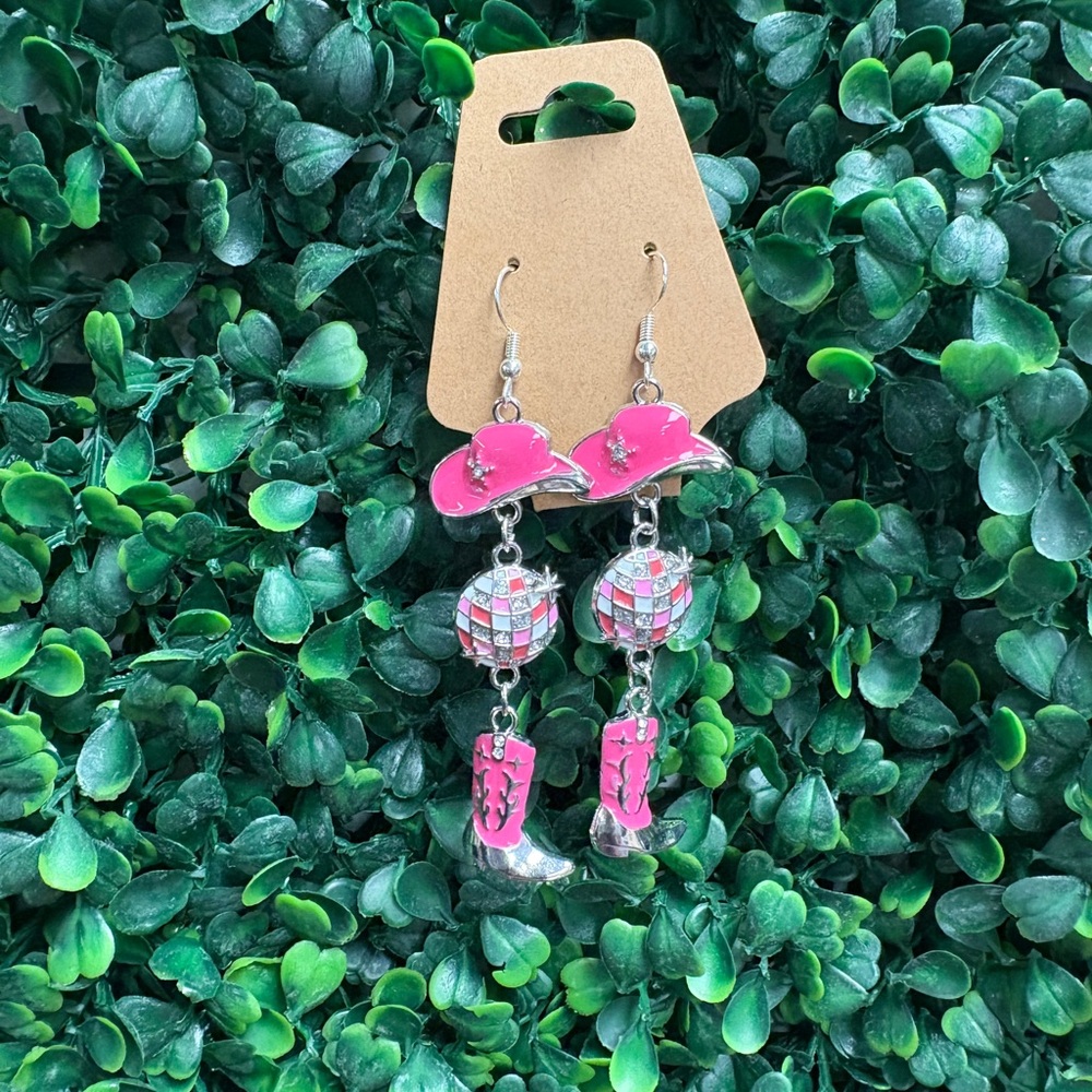 Pink Disco Cowgirl Earrings